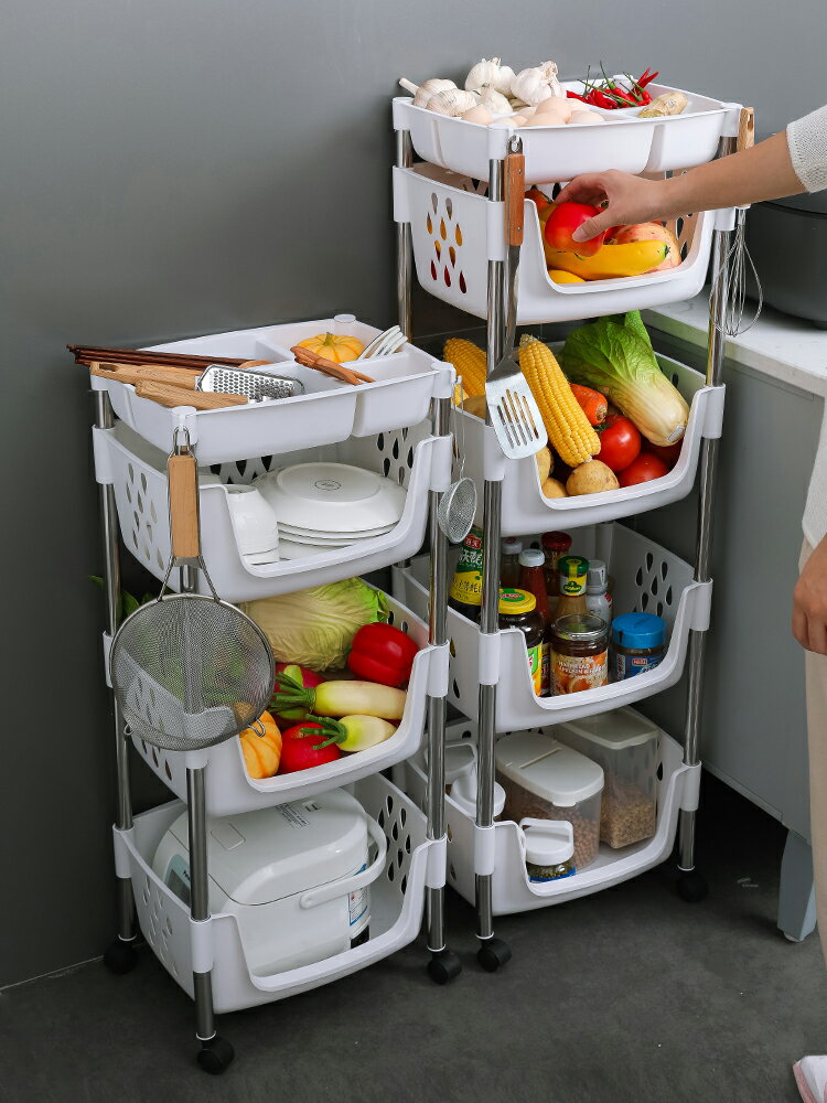 廚房蔬果置物架水果籃筐收納架家用大全帶輪多層多功能落地蔬菜筐