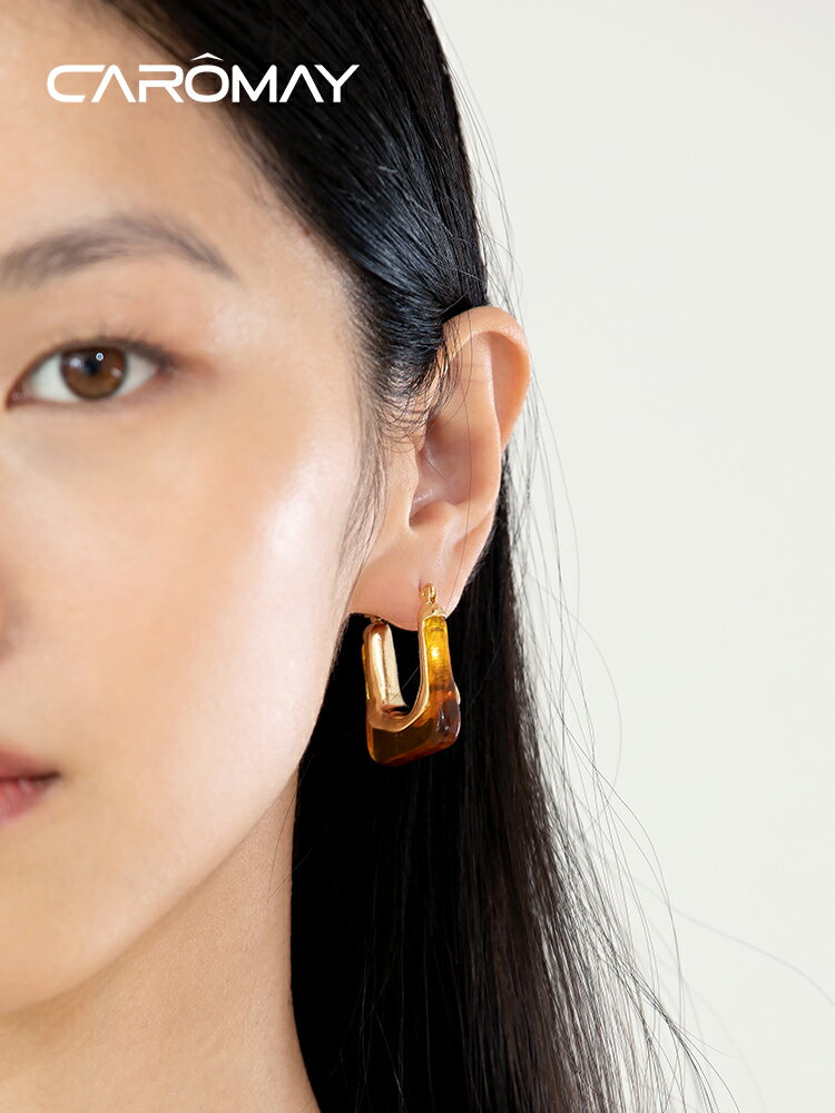 CAROMAY時尚幾何耳扣女ins簡約個性獨特耳釘耳飾小眾網紅氣質耳環