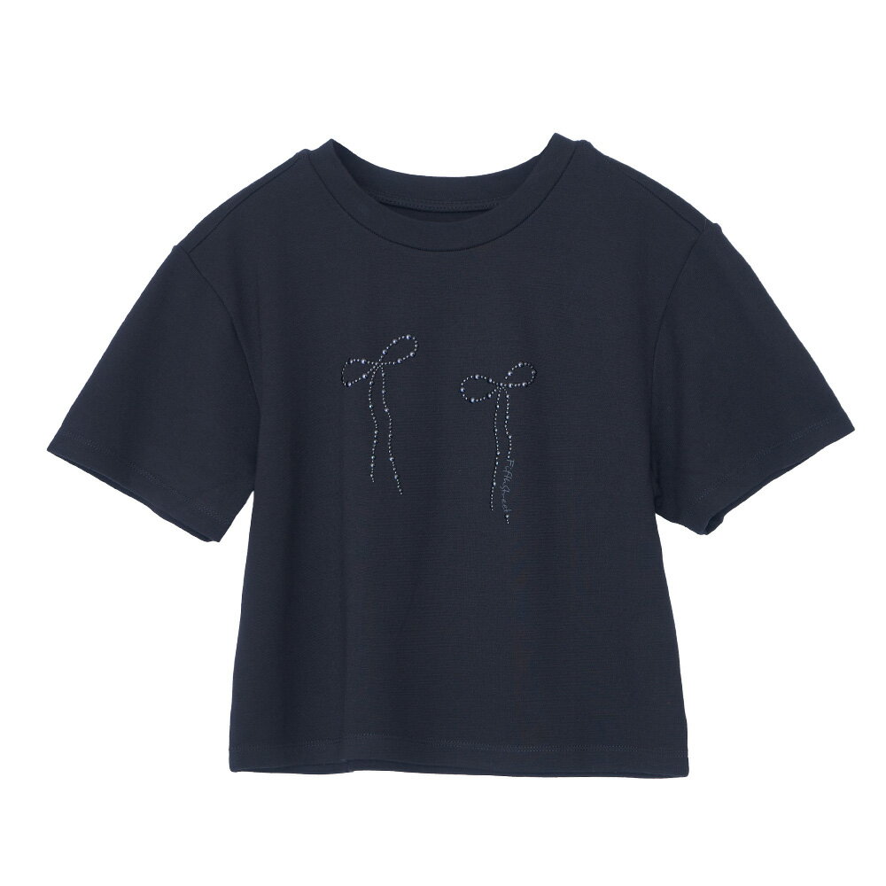女蝴蝶結貼圓珠短袖TEE-黑色【5th STREET】【APP下單享4%點數】 ★春夏新品 4