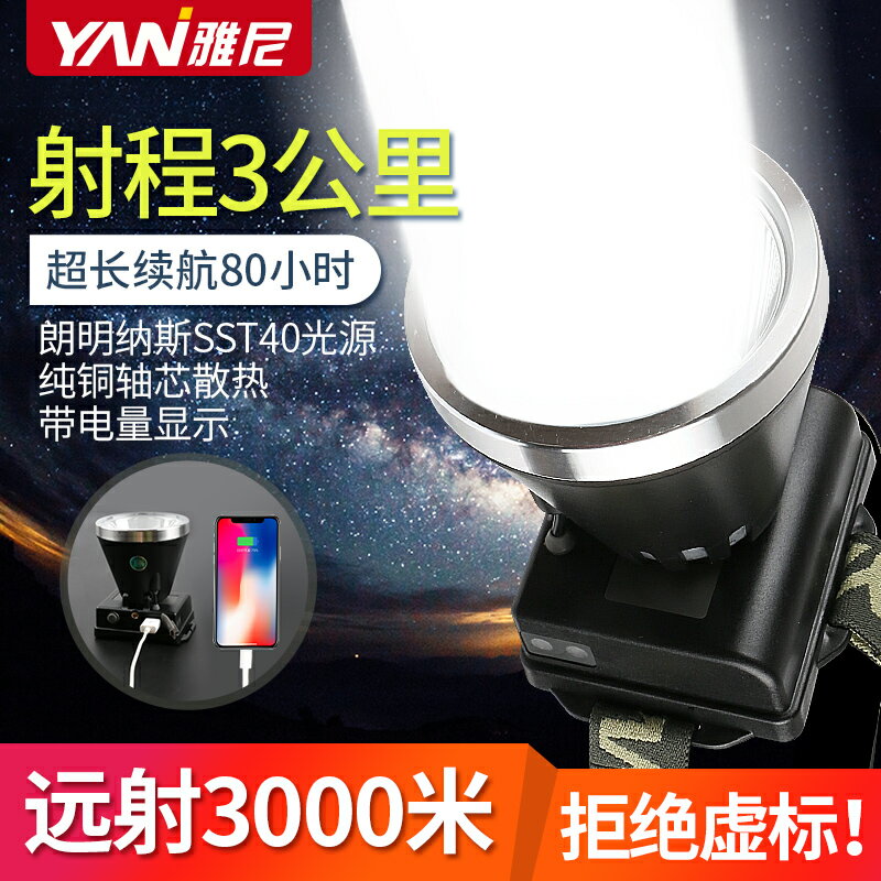 雅尼736頭燈強光充電超亮頭戴式手電筒進口大功率led戶外鋰電礦燈