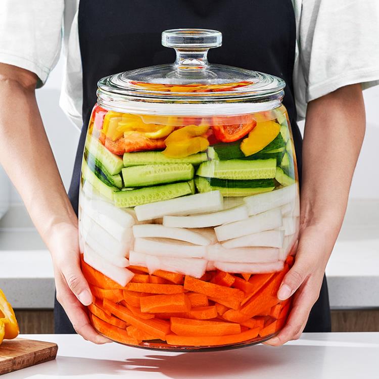 泡菜壇子玻璃瓶密封罐腌菜缸家用帶蓋腌制咸菜玻璃缸加厚20斤大號「限時特惠」
