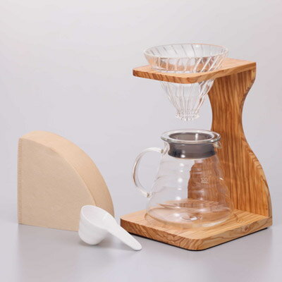 金時代書香咖啡 HARIO V60玻璃濾杯木架咖啡壺組 2~5杯 VSS-1206-OV
