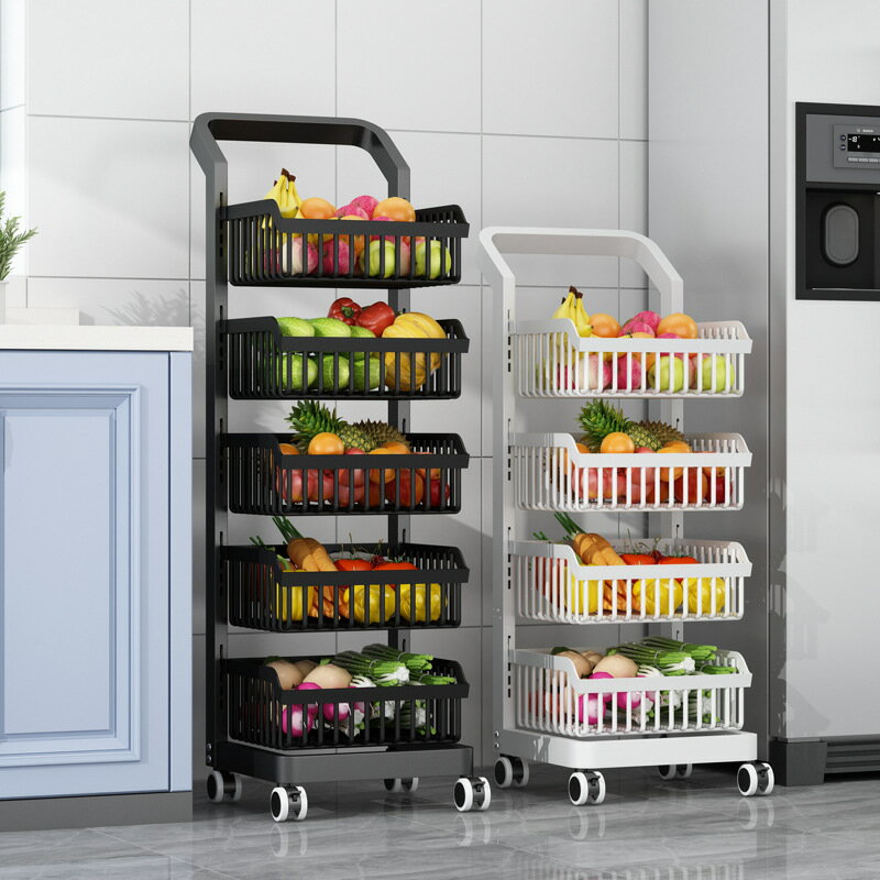 APP下單享點數9% 廚房置物架落地式多層水果蔬菜籃子收納架家用多功能小推車收納筐