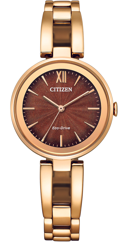 CITIZEN 星辰錶 現代風格光動能腕錶(EM0809-83X)-28mm-咖啡面鋼帶【刷卡回饋 分期0利率】【APP下單點數4倍送】