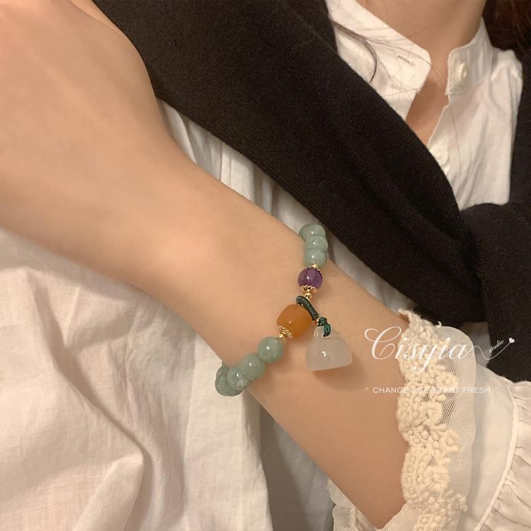 樂天精選~新中式天然玉石手鍊女ins輕奢小眾設計高階感精緻手串手飾 雙11全館免運