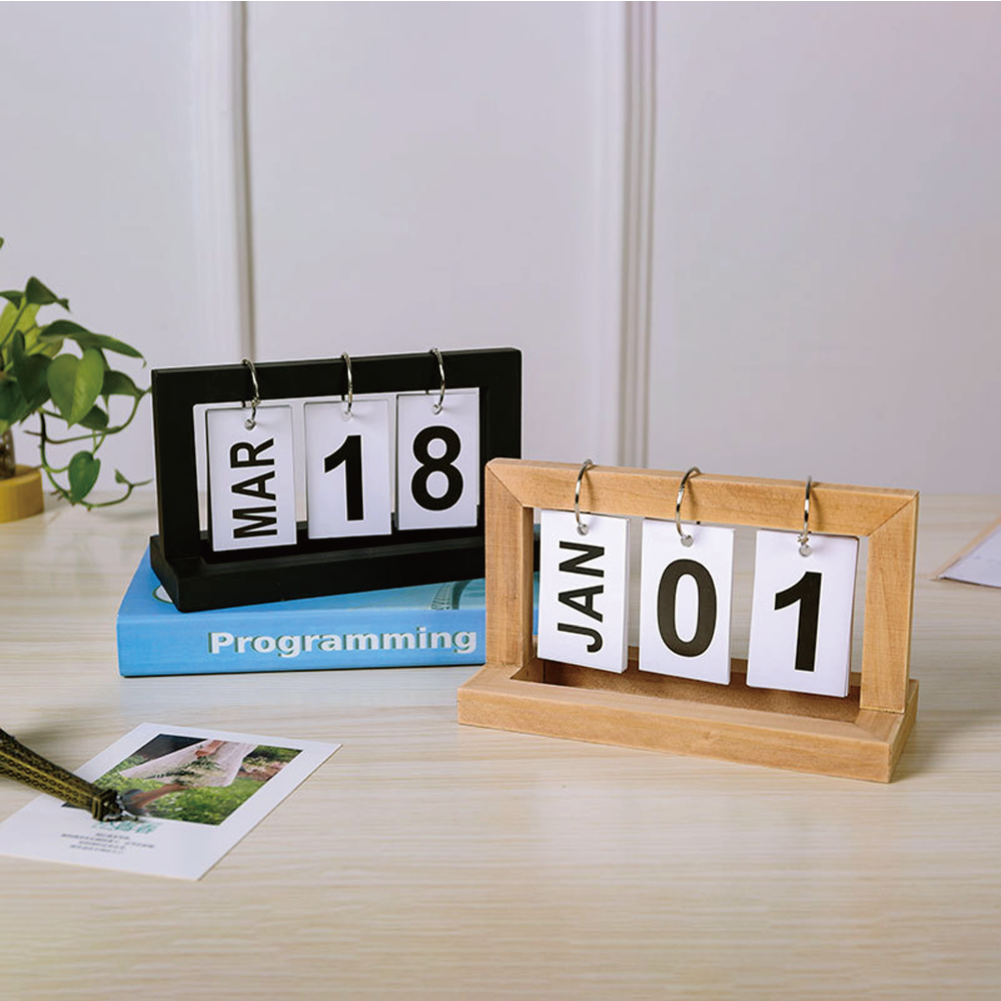 木製萬年翻頁日曆