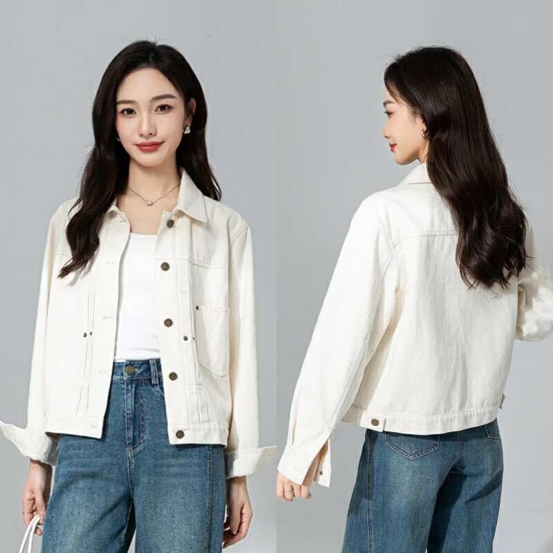 【巴黎精品】現貨+預購 女美式牛仔外套丹寧夾克經典牛仔襯衫休閒女裝-翻領復古港味休閒女外套a1kh53