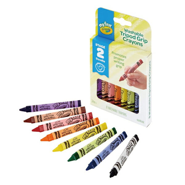 美國 Crayola 繪兒樂 幼兒可水洗三角筆桿蠟筆8色