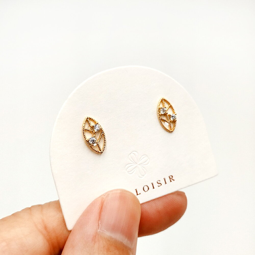 小時光x覓品竹北手作店-清新小葉子貼耳耳環 1
