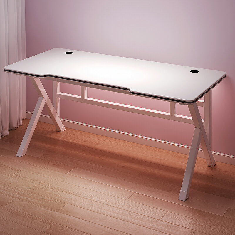 電競桌 電腦桌 遊戲桌 電腦桌台式臥室女生桌子家用簡易電競桌學生網紅白色桌椅套裝書桌『ZW4132』