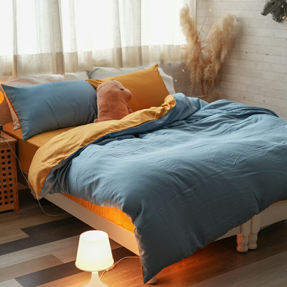 [ 晴天黃 ] 天絲100支 床包 兩用被組 簡約生活系 棉床本舖  喵 素色