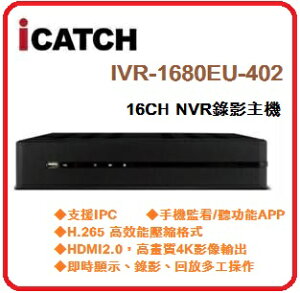 iCATCH IVR-1680EU-402 16CH 800萬畫素NVR網路型錄影主機