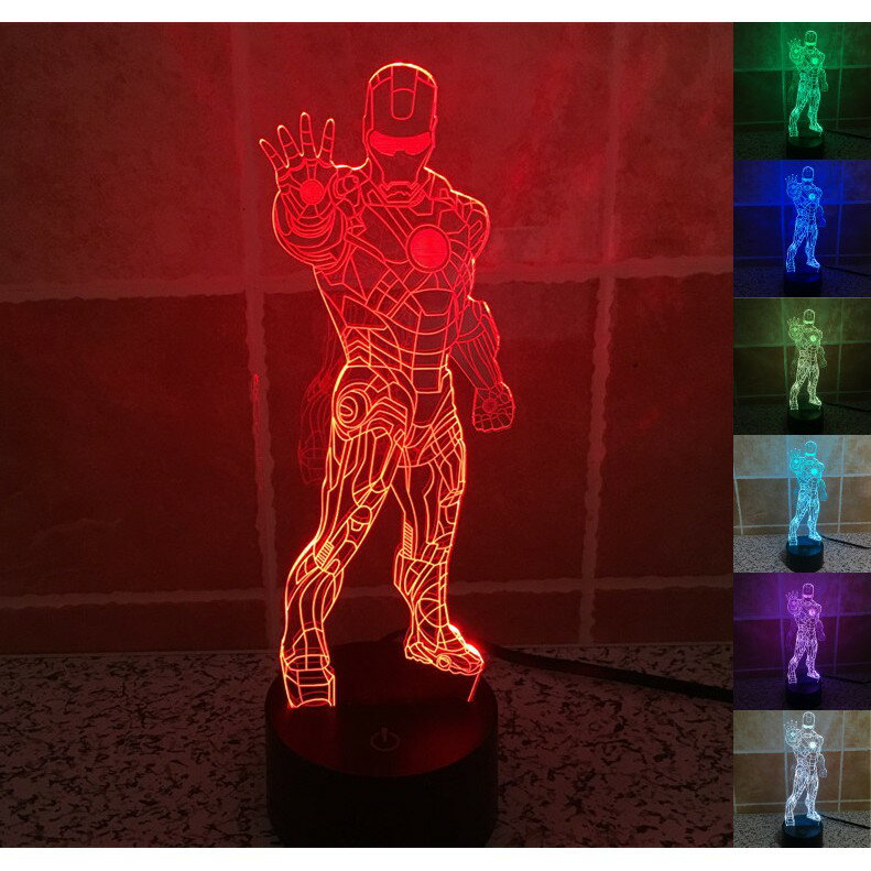 鋼鐵人 漫威 LED 小夜燈 3D立體 七彩 創意 交換禮物 復仇者聯盟 鋼鐵俠 USB 檯燈 生日禮物 燈飾