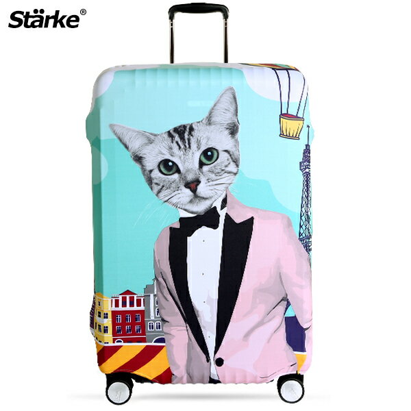 <br/><br/>  E&J【010001-10】Starke 高彈性行李箱套 - 紳士貓咪；適用26-29吋/防塵套/防刮/行李箱保護套<br/><br/>