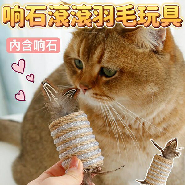 『台灣x現貨秒出』响石滾滾羽毛玩具劍麻貓貓玩具 貓咪玩具 貓玩具 羽毛玩具 寵物玩具