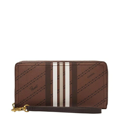送禮首選★FOSSIL Logan 多層拉鍊RFID防盜長夾-咖啡條紋 SL7828199【美國時尚品牌】 附防塵袋+提袋【全館滿額折價★FOSSIL全系列包夾送美妝蛋】