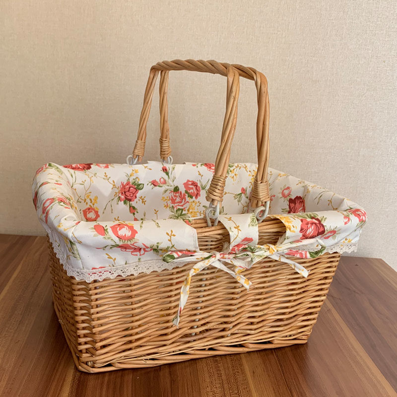【名創良品】臺灣公司/開發票/最低價/柳編收納籃合把籃水果籃子編織籃雞蛋籃購物藤編野餐籃收納筐提籃J-19公司貨