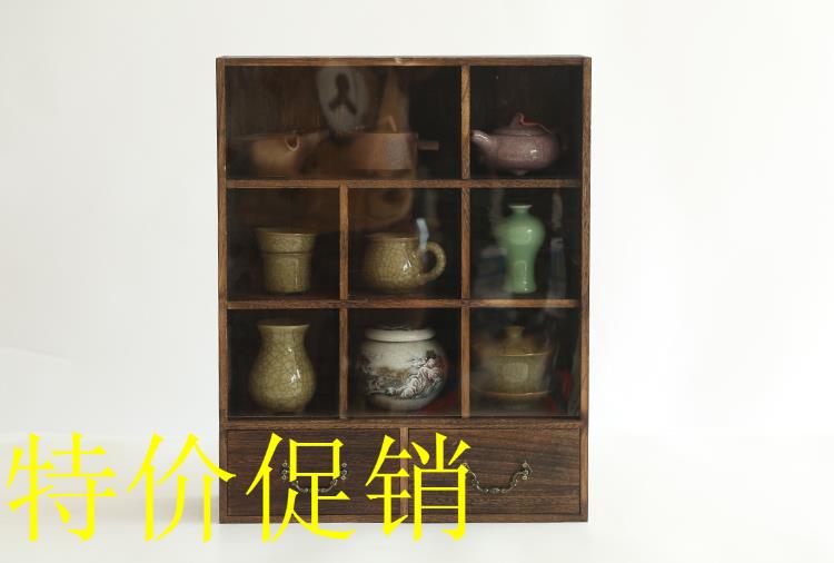 防塵茶杯架子實木復古紫砂壺茶具架收納櫃茶壺架小博古架支援定做