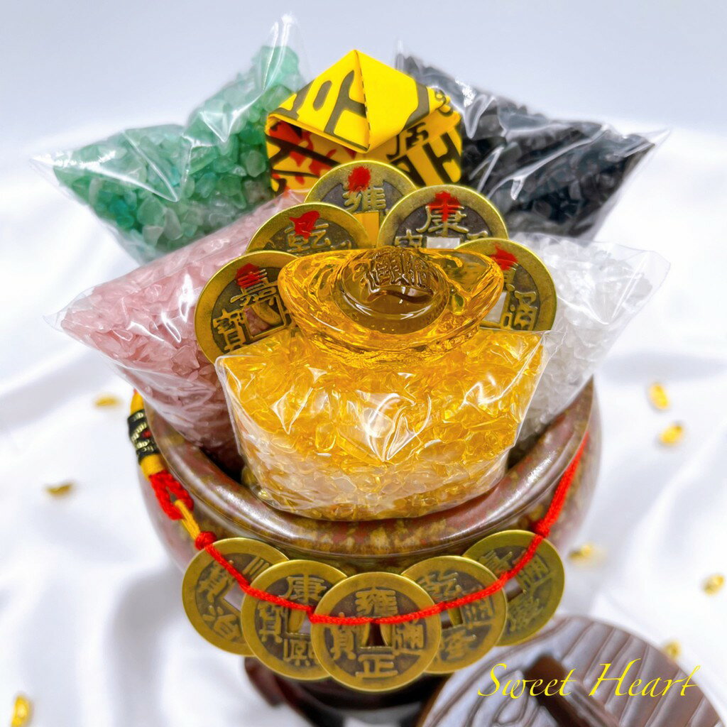Sweet Heart 田芯開運精選 💯🇹🇼現貨！鶯歌 陶瓷 有蓋造型陶瓷小米甕 搭五色石做招財進寶組 或放房間 做暗財 1