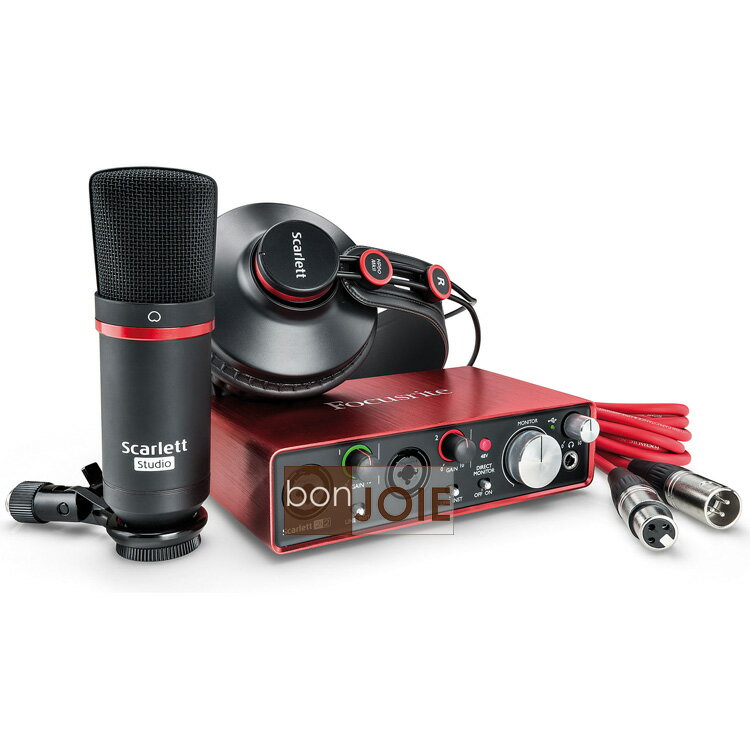 <br/><br/>  ::bonJOIE:: 美國進口 第二代 Focusrite Scarlett 2i2 Studio Pack (2nd Gen) 數位錄音套件 (全新盒裝)(含 2i2 錄音介面、麥克風、耳機)<br/><br/>