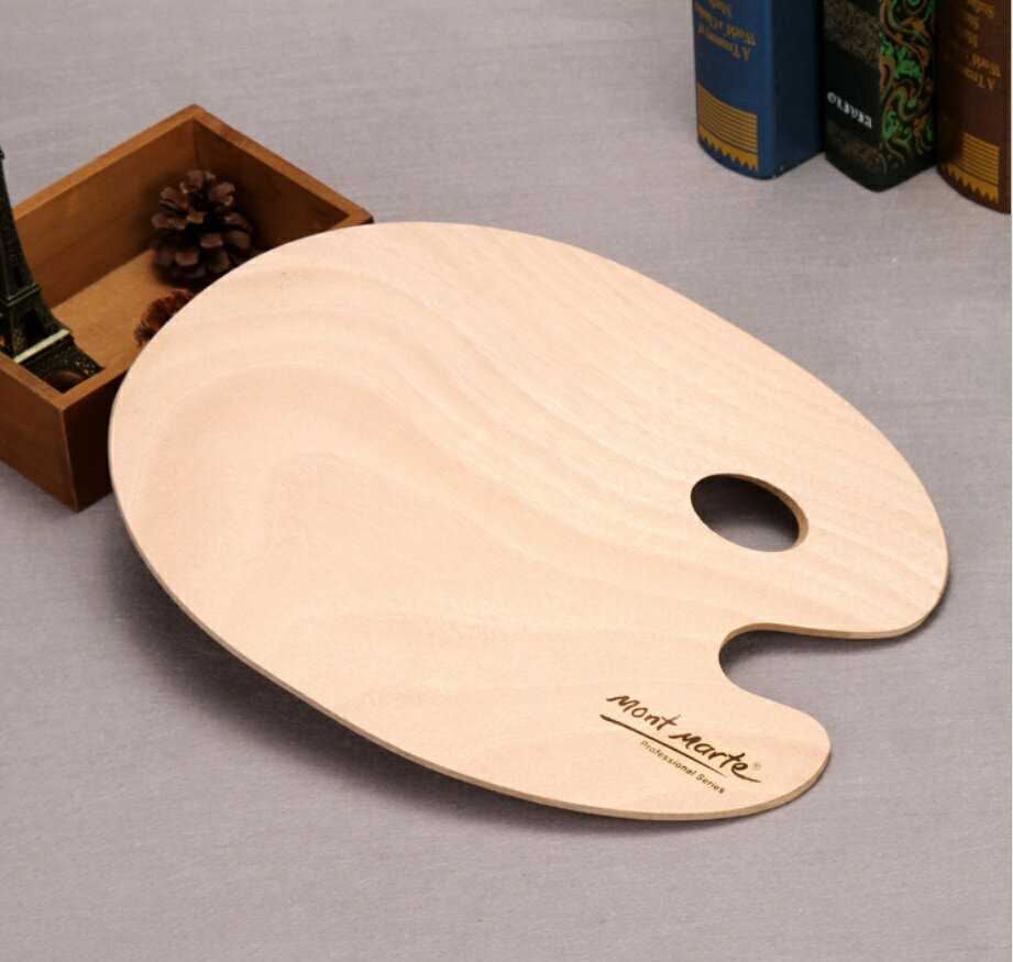 【蒙瑪特木質調色板】調色盤 調色板 經典 木質 帶手握 壓克力顏料專用調色板