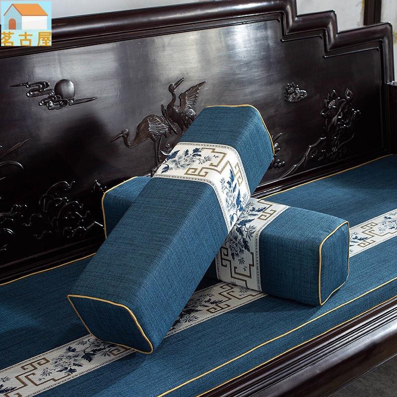 新中式紅木沙發扶手枕高密度海綿方形長條枕落手枕實木羅漢床頭枕/