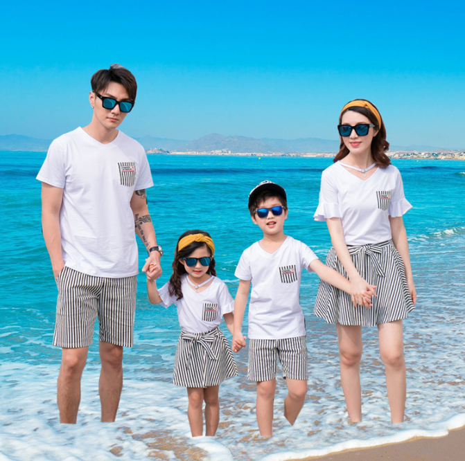 親子裝 親子套裝 短袖T恤+褲子 母女裝 全家福 櫻桃嚴選 純棉t恤+褲裙 一家三口 一 家四口 全家裝 情侶裝 1