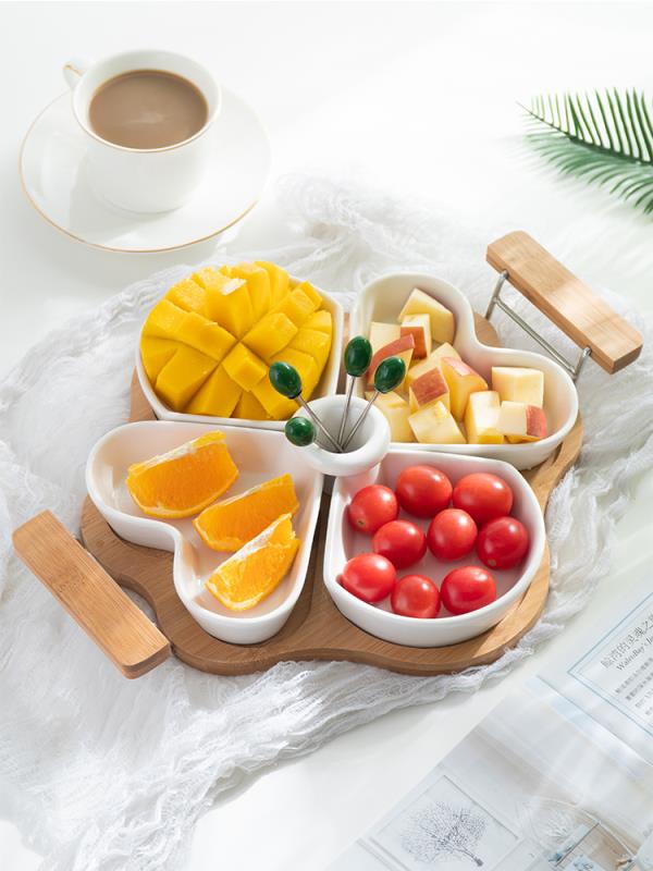 陶瓷水果拼盤家用分格零食乾果盤創意水果盤現代客廳點心盤糖果盤 居家擺件居家小物