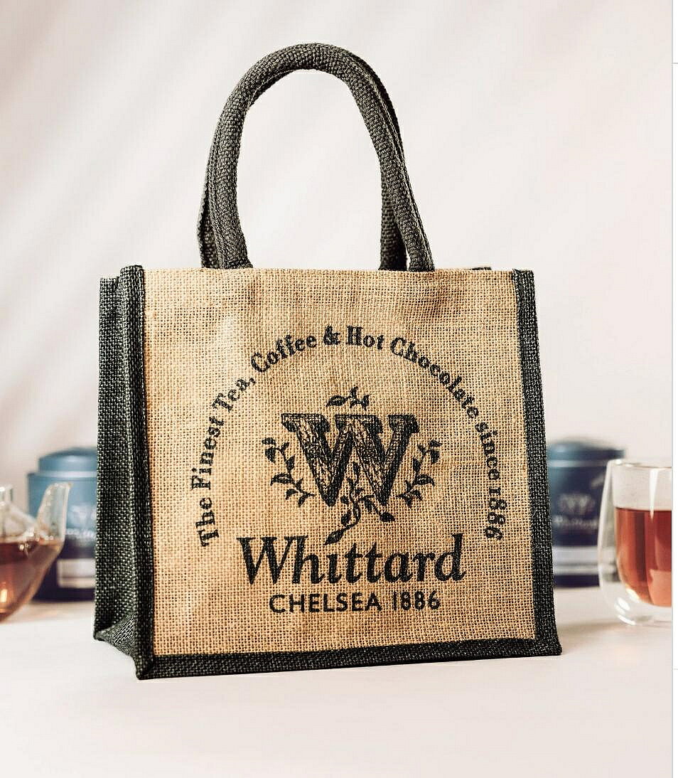 英國百年茶倫敦代購柯芬園Whittard限量版限定商品亞麻購物袋手提包野餐袋便當袋-現貨在台