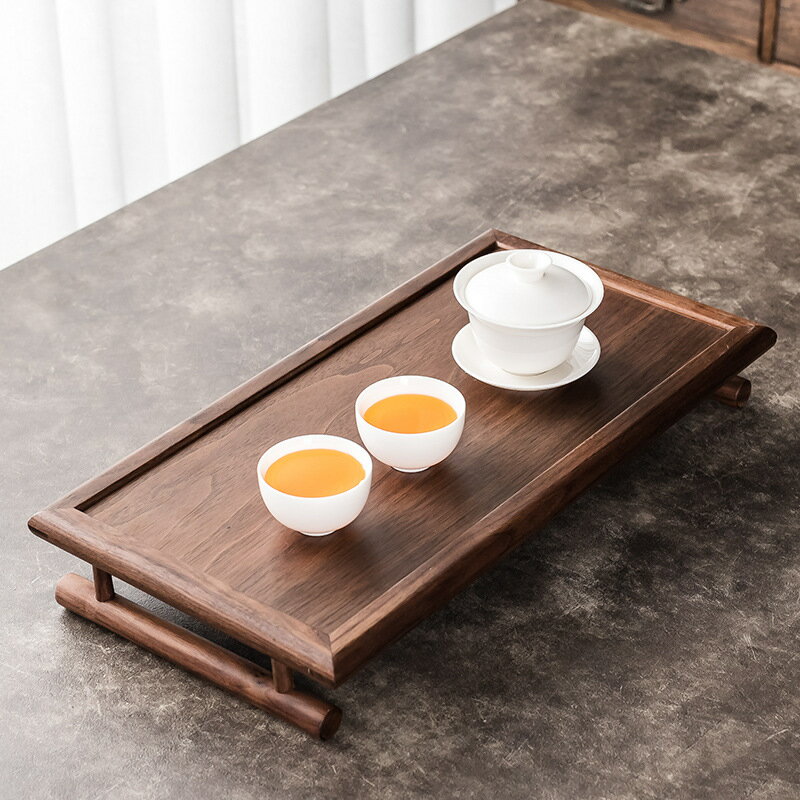 免運 茶具系列 日式黑胡桃木質托盤北歐長方形家用茶盤水果放水杯子托盤餐盤