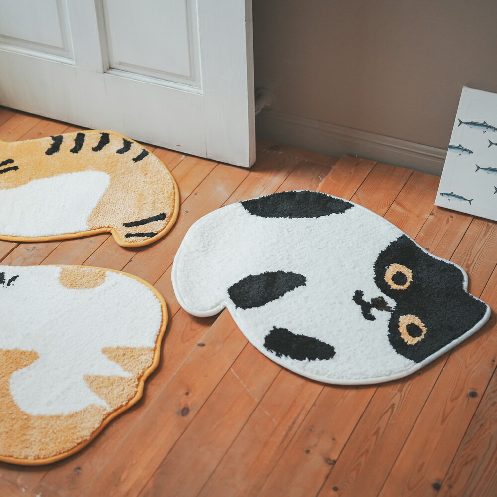 圓貓地墊 三款可選 50x60cm(誤差約正負3%) 可愛地墊 貓奴必備 棉床本舖