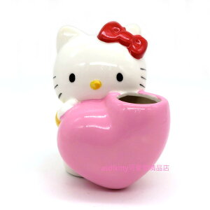 asdfkitty*KITTY抱愛心造型陶瓷花器-外盒髒舊-擺飾.裝飾品-日本正版商品