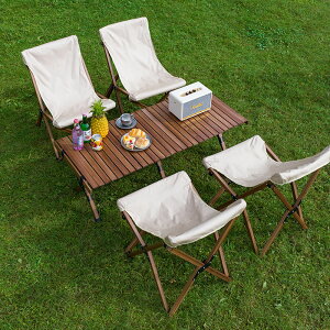 蛋卷桌露營燒烤野炊可折疊折疊桌子戶外野餐簡易室外便攜式竹桌椅