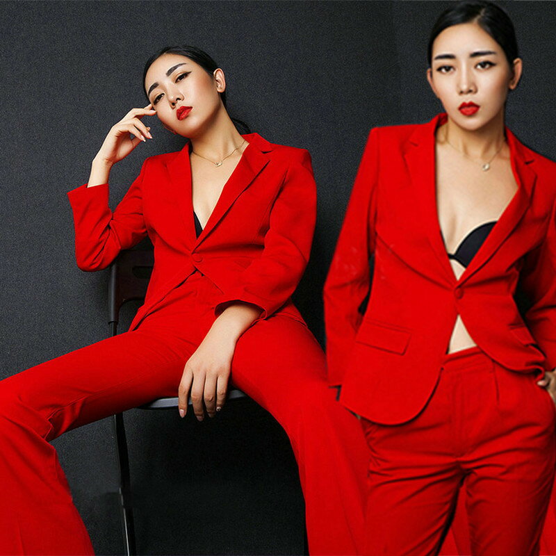 熱銷女人裝網紅旅拍影樓攝影私房照演出合唱青年歌手修身西服套裝