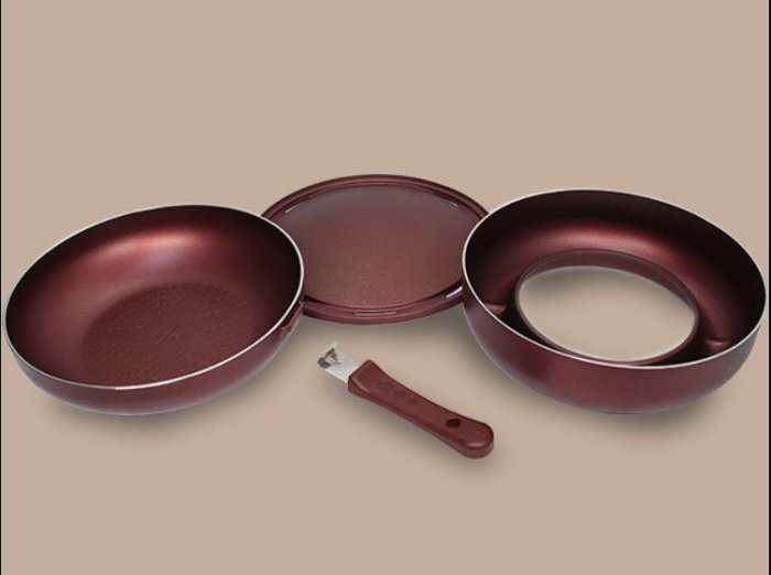 【【蘋果戶外】】出清 BLESS PICNIC ROSATER FRY-FAN 多功能鋁鍋具組 鑽石不沾塗層烤盤平底鍋把手可拆