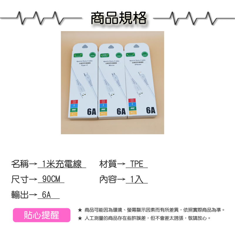 90cm充電線6A【緣屋百貨】天天出貨 1米  Micro USB 充電線 傳輸線 快充線 iphone type-C 4