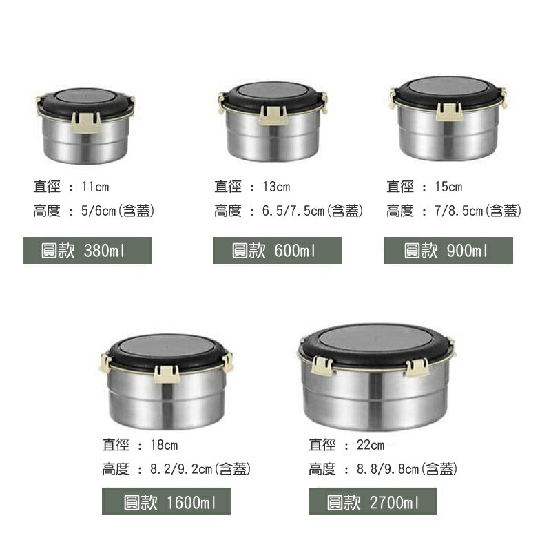 扣啦304#密封保鮮盒圓2700ml【緣屋百貨】天天出貨 保鮮盒 便當盒 不鏽鋼便當盒 外帶盒 午餐盒 鮮食盒 環保盒 3