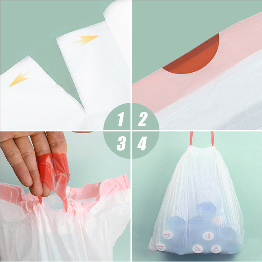 ISONA 1絲高密度HDPE 白色手提式垃圾袋 手提垃圾袋 束口垃圾袋 車上垃圾袋 抽繩垃圾袋 拉繩垃圾袋 1