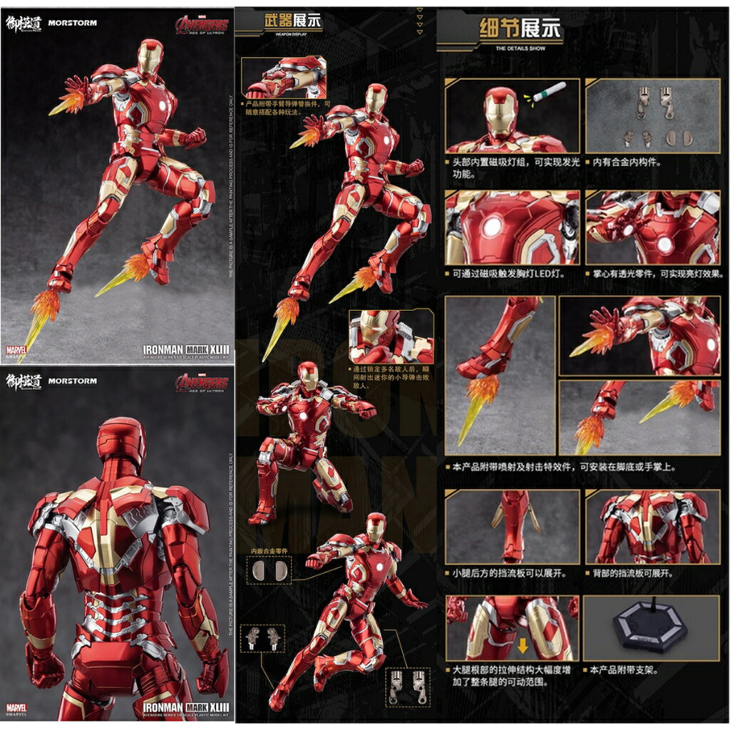 ISONA 23公分御模道鋼鐵人拼裝模型 鋼鐵人組裝模型 MK2 mk3 mk7 mk5 3