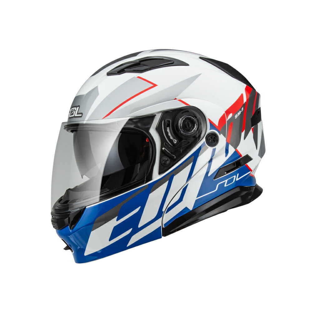 【SOL Helmets】SM-5可掀式安全帽 (裂變_白/藍紅) ｜ SOL安全帽官方商城