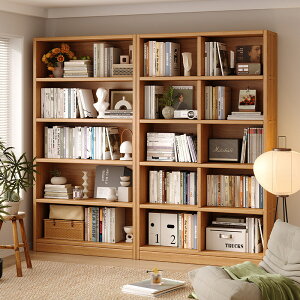 【免運】美雅閣| 全實木圖書館書架落地置物架家用客廳一體靠墻收納整墻兒童書櫃