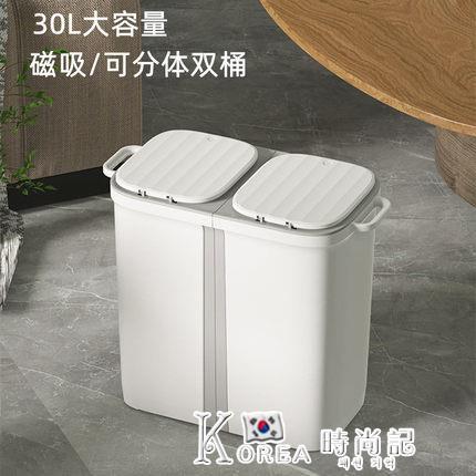 垃圾分類垃圾桶家用客廳帶蓋臥室廚房幹濕分離壁掛式大號創意夾縫