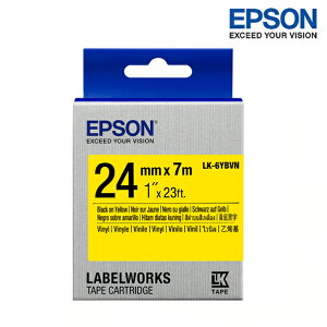 EPSON LK-6YBVN 黃底黑字 標籤帶 耐久型 (寬度24mm) 標籤貼紙 S656418