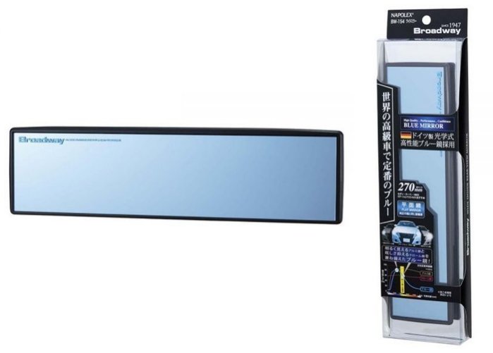 權世界@汽車用品 日本 NAPOLEX 德國光學式平面車內後視鏡(超防眩/抗UV藍鏡) 270mm BW-154
