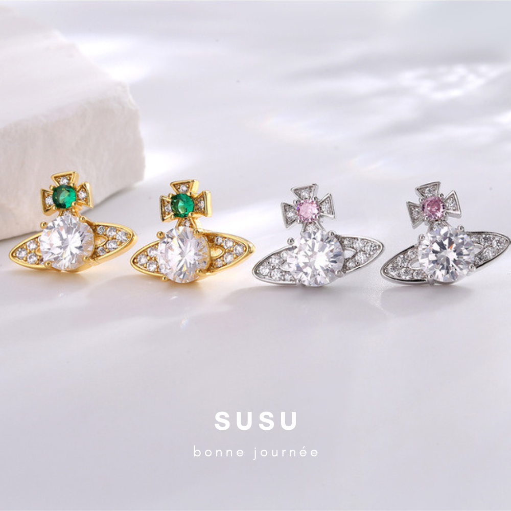 SU SU︱星球水鑽耳環❤️事業 招財 人緣 工作 健康 紓壓 水晶 飾品 耳環 項鍊 手鍊  穿搭 百搭