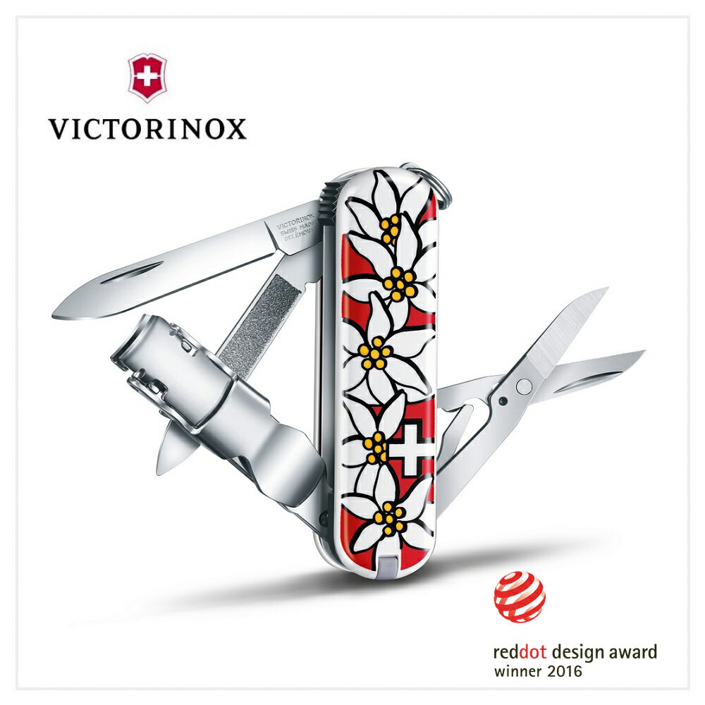 VICTORINOX 瑞士維氏 瑞士刀 Nail Clip 580 8用 65mm 瑞士國花 0.6463.840