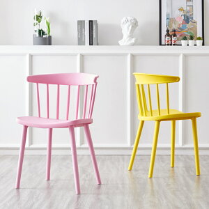 北歐風塑料餐椅 塑料椅子家用現代簡約北歐餐椅咖啡廳創意靠背椅子ins網紅溫莎椅【YJ8144】