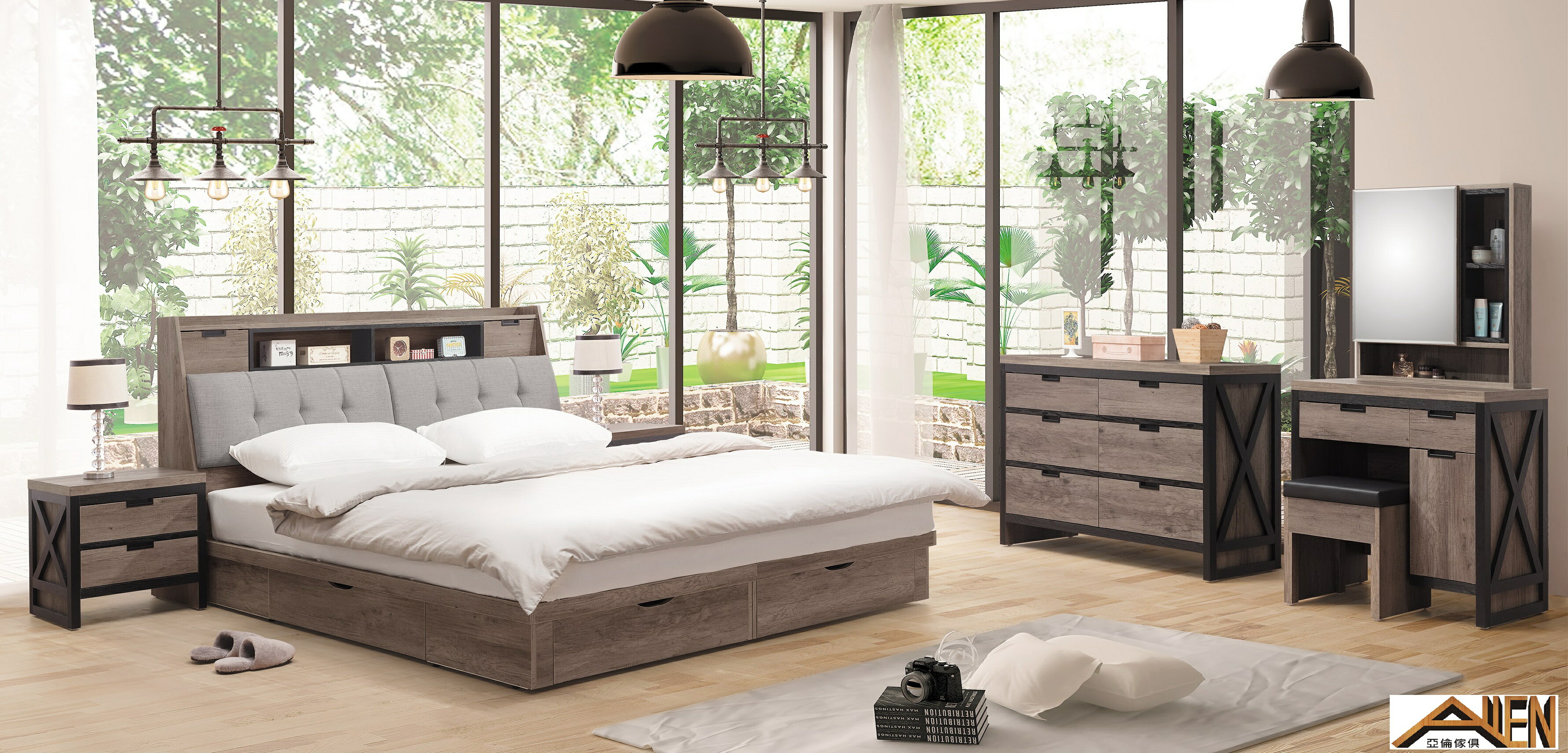 亞倫傢俱*漢諾葳立體木紋5尺床頭箱 2