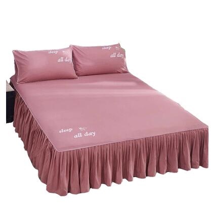 夏季純棉床裙式床罩單件全棉防塵保護套1.5米1.8床單床墊床笠防滑 夏沐生活