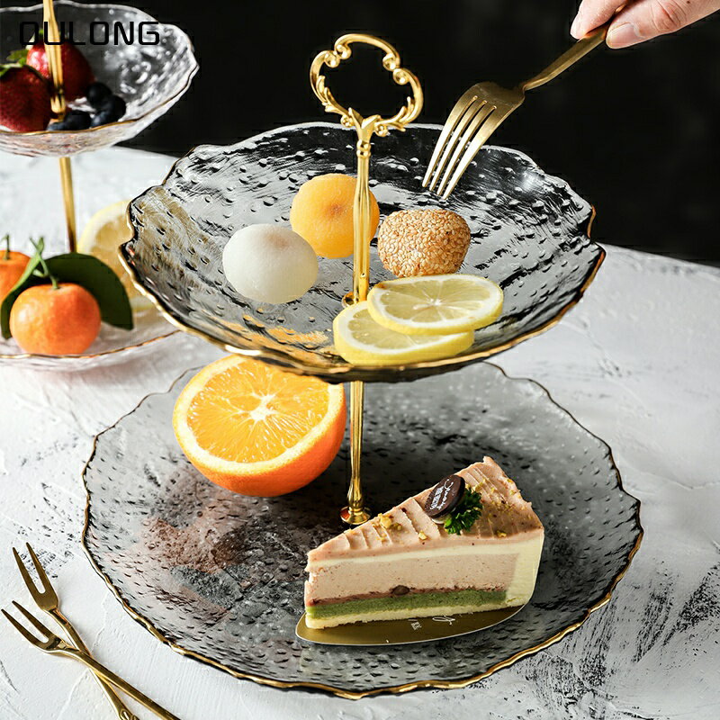 雙層三層水果盤創意糖果盤現代北歐客廳茶幾零食架點心蛋糕托盤